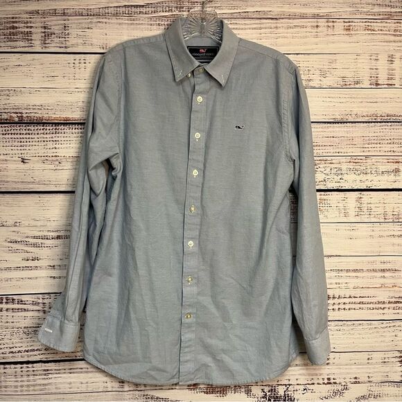 Vineyard Vines Whale Shirt Button Down Women’s XL 18 Blue Prep Cotton - Picture 4 of 11